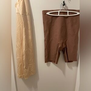 Brown Knix Shorts and Cream Shapewear